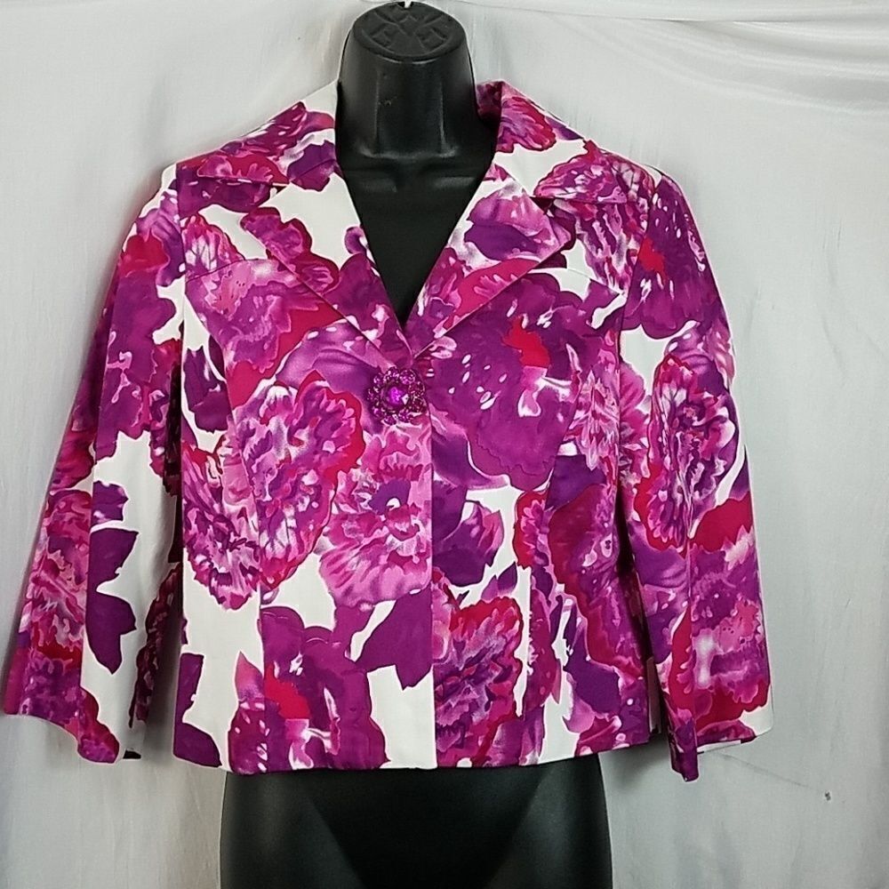 Maggy Boutique Floral Design Brooch Blazer 4‎